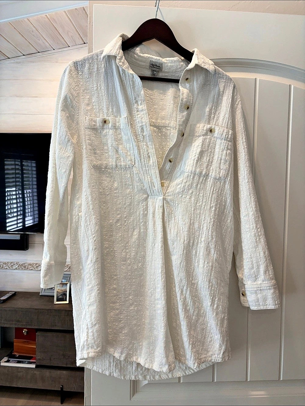 rhythm White Cotton Tunic Size Medium